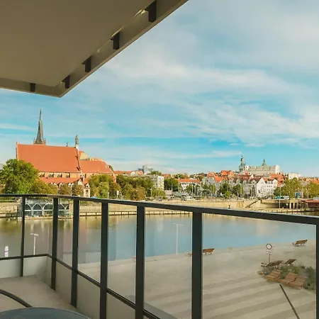 Nad Odra - Luksusowy Z Widokiem Na Odre, Tarasem I Klimatyzacja # Apartman Szczecin